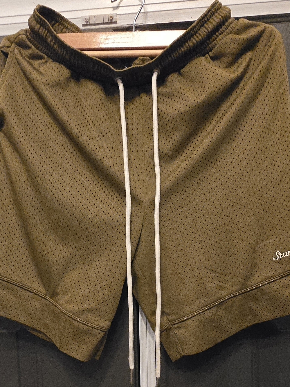 Standard Cloth Bu Urban Outfitters Olive Green Mesh Drawstring Shorts
